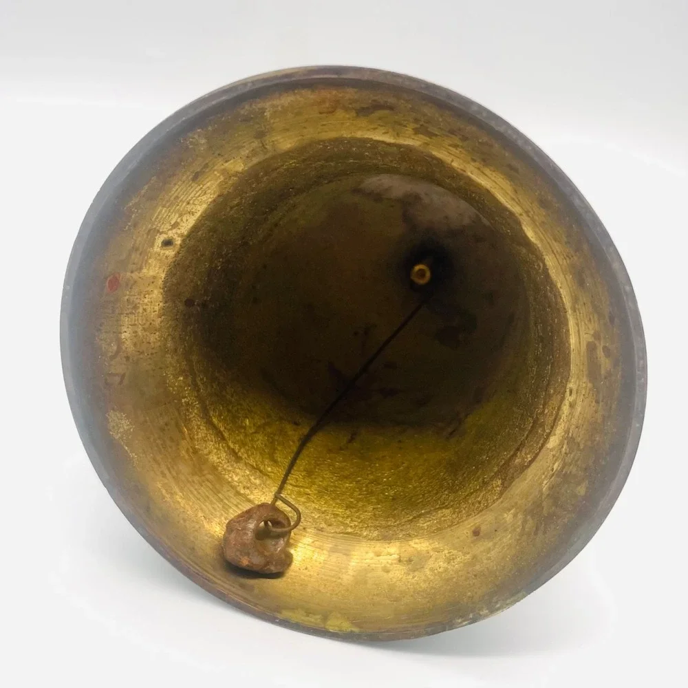 Vintage Solid Brass Hand Bell School Dinner Service Tall Handle 11